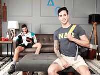 Inked brunette Chris Damned screws feminine gay twunk Kian Kane's tight ass