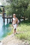 Amateur gay with amazing abs Skyler flaunts his big cock outdoors