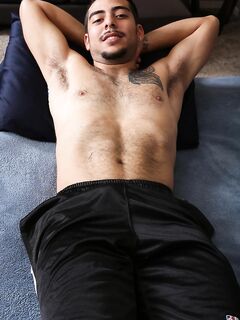 Horny gay Latin Javier Iglesias bangs brunette Noah Riley in the mouth