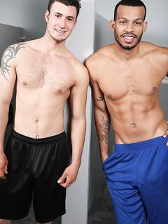 Horny gay lovers Mike Mann and Jet play oral games through a