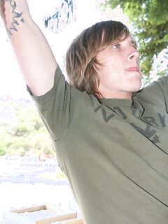 Amateur gay with amazing abs Skyler flaunts his big cock outdoors
