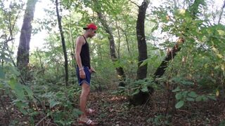 Middle eastern boytoy is peeing from his fat cock in public