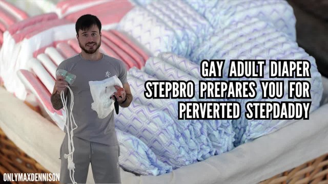 Gay adult diaper - prepared for perverted stepdaddy by stepbro