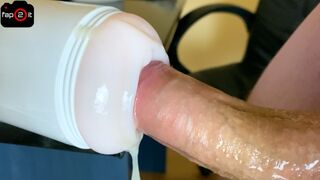 Moaning Guy with Big Dick Screwing a Tight Fleshlight until Intense Orgasm