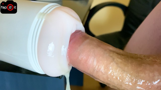 Moaning Guy with Big Dick Screwing a Tight Fleshlight until Intense Orgasm