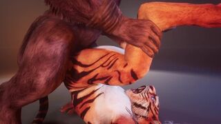 [Fart Fetish] Minotaur Cums Inside Tiger Boytoy After First Sitting on His