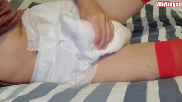 ABDL Diaper Boytoy Jerking Off His Big Cock In A Diaper
