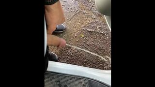 Pee desperation on parking lot
