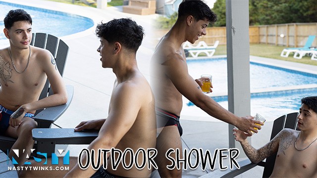 NastyTwinks - Outdoor Shower - Jay Angelo Takes Shower When Jordan Haze