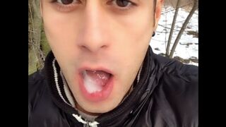 Cum play on tongue and swallowing load from cruiser