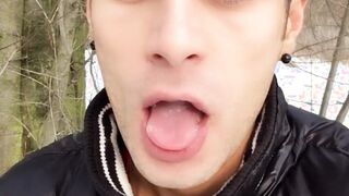 Cum play on tongue and swallowing load from cruiser