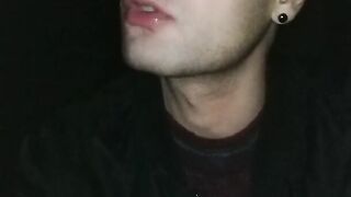 Swallowing anonymous cum after sucking dick in totally dark outside
