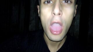 Play with cum in mouth after cruising - swallowing stranger cum