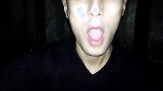 Play with cum in mouth after cruising - swallowing stranger cum