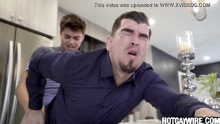 twunk gets to nail his stepdad while mom's around - gay porn