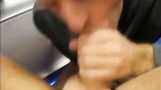 Daddy Sucks Straight Younger Guy's Cock and Swallows Cum