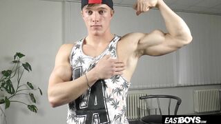 Handsome twink Larry McCormick flex his abs