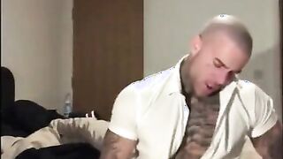 Tatted Stud Strokes His Big Cock Solo