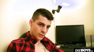 Huge white twink dick jerking off