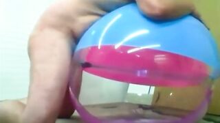 Daddy Plays with Inflatable Beach Ball Sex Toy
