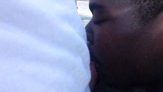 Chubby Gay Interracial Blowjob in Public
