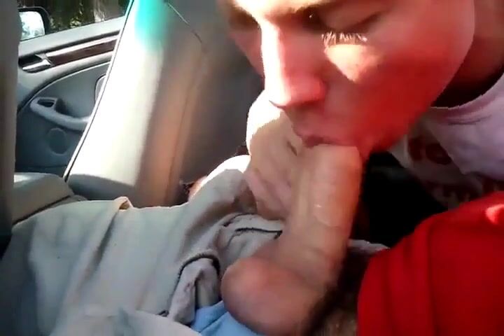 Sucking my buddy's big cock in the car