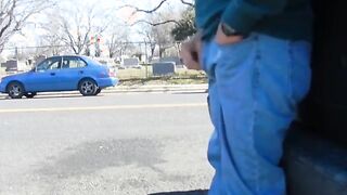 Big-Cock Daddy Stroking Outdoors