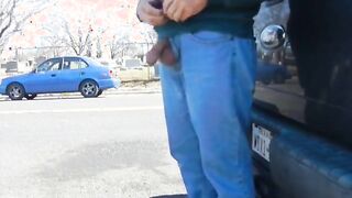 Big-Cock Daddy Stroking Outdoors