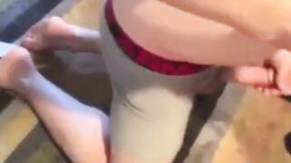Big-cock amateur gets a blowjob from his buddy and cums hard