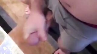 Big-cock amateur gets a blowjob from his buddy and cums hard