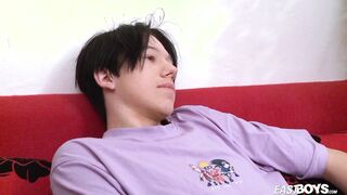Cute emo boy jerks his teen cock