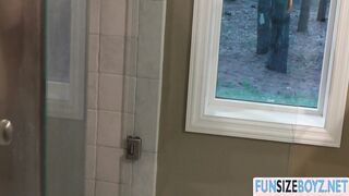 Personal trainer fucks clients tight ass in shower
