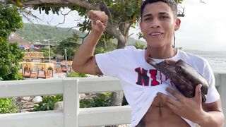 Muscle Latino boy Lucian Reed shows off his hot body