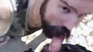 Bearded Daddy Gives Facial in the Woods