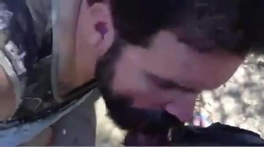 Bearded Daddy Gives Facial in the Woods