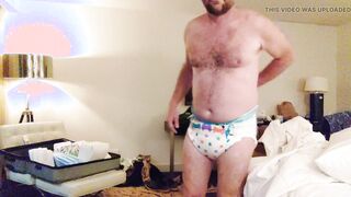 Massive butt plug in nappy for Master