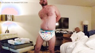 Massive butt plug in nappy for Master
