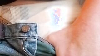 Humping my hand and cuming in a wet nappy