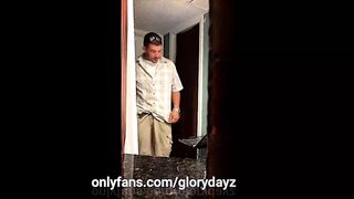 Sexy man with arm tattoo visits the gloryhole and shoots fast