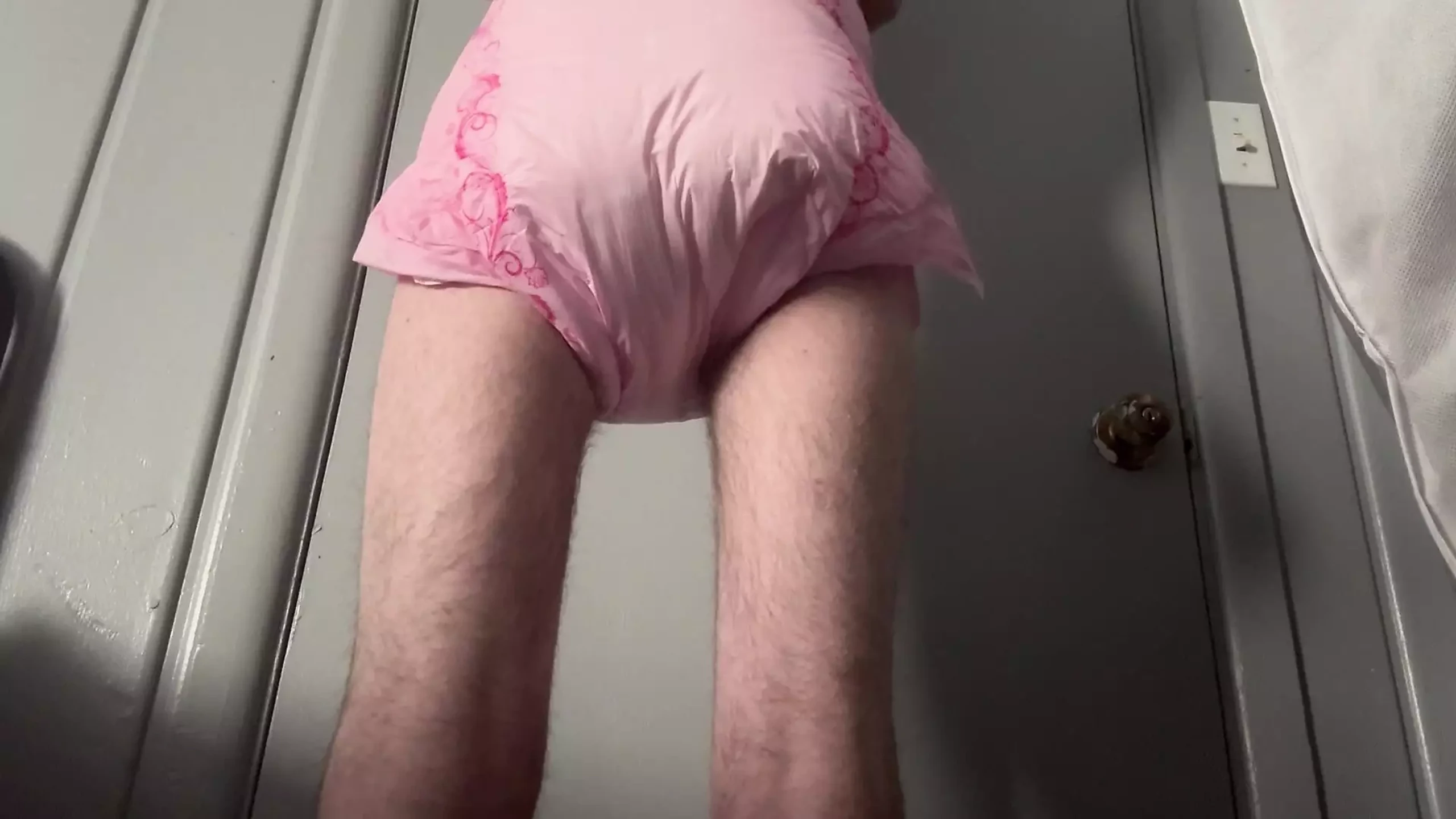 Messing around in pink nappy