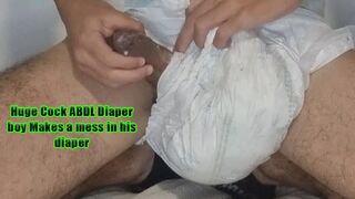 Huge Dick ABDL nappy twunk Makes a mess in his nappy