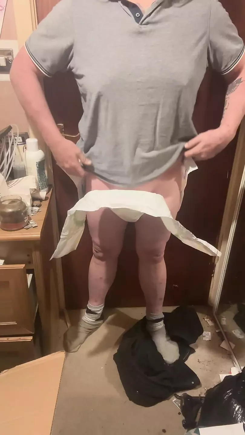 Showing off a tinimals nappie nappy