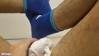 ABDL nappy Twink masturbation and Cumming in his nappy