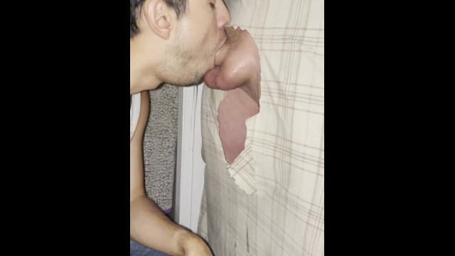 latin sucking DL dick through gloryhole