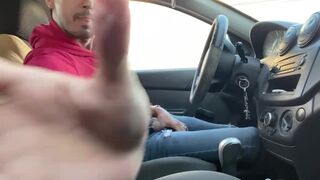 Gay jerking off in the car before work risky