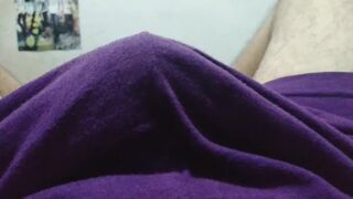 BIG BULKS OF HUGE DICK OF MEXICAN MALE UNDER PURPLE SHORTS