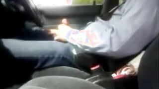 Stranger Sucks Dad's Cock in Car - Amateur Outdoor Blowjob