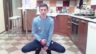 Cumming in my New Kitchen with my Big Cock