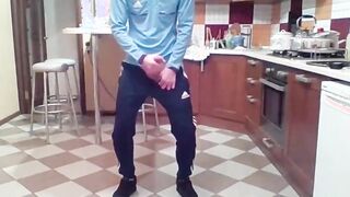 Cumming in my New Kitchen with my Big Cock