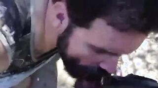 Bearded Daddy Gives Facial in the Woods